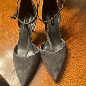 WHBM suede and snakeskin heels